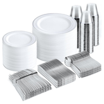 600-Piece Silver Plastic Disposable Dinnerware Set