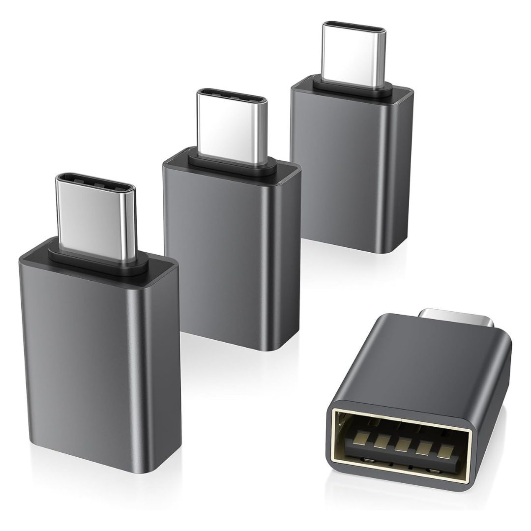 4-Pack Elebase USB-C Male To USB-A Female OTG Adapter (Gray)