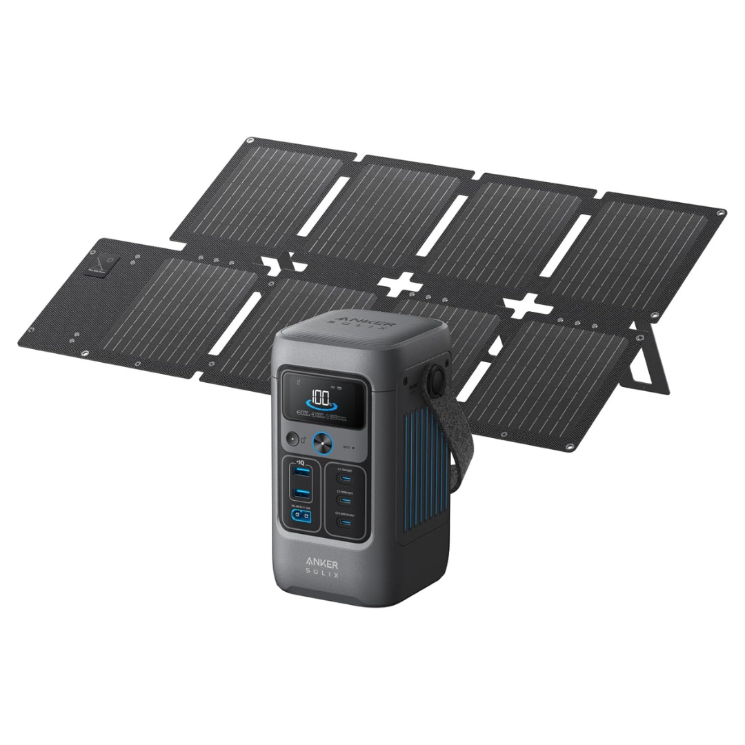 Anker SOLIX C200 192Wh 60000mAh DC Power Bank W/ 60W Foldable Solar Pane