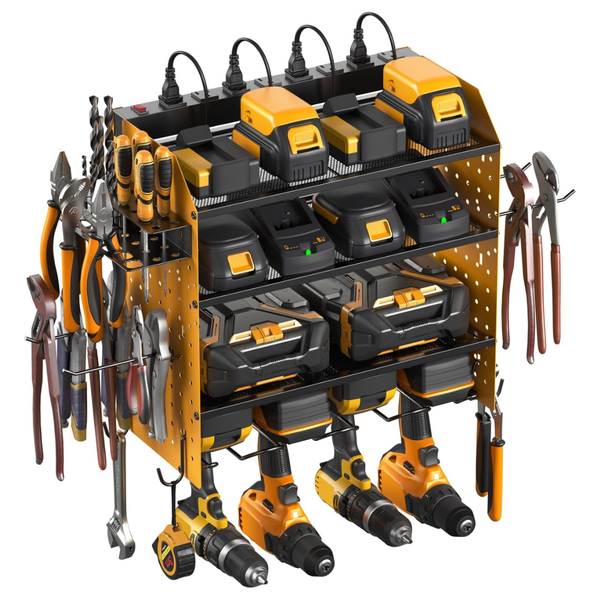 CCCEI Modular Pegboard Power Tool Organizer W/ Power Strip & 10' Cord