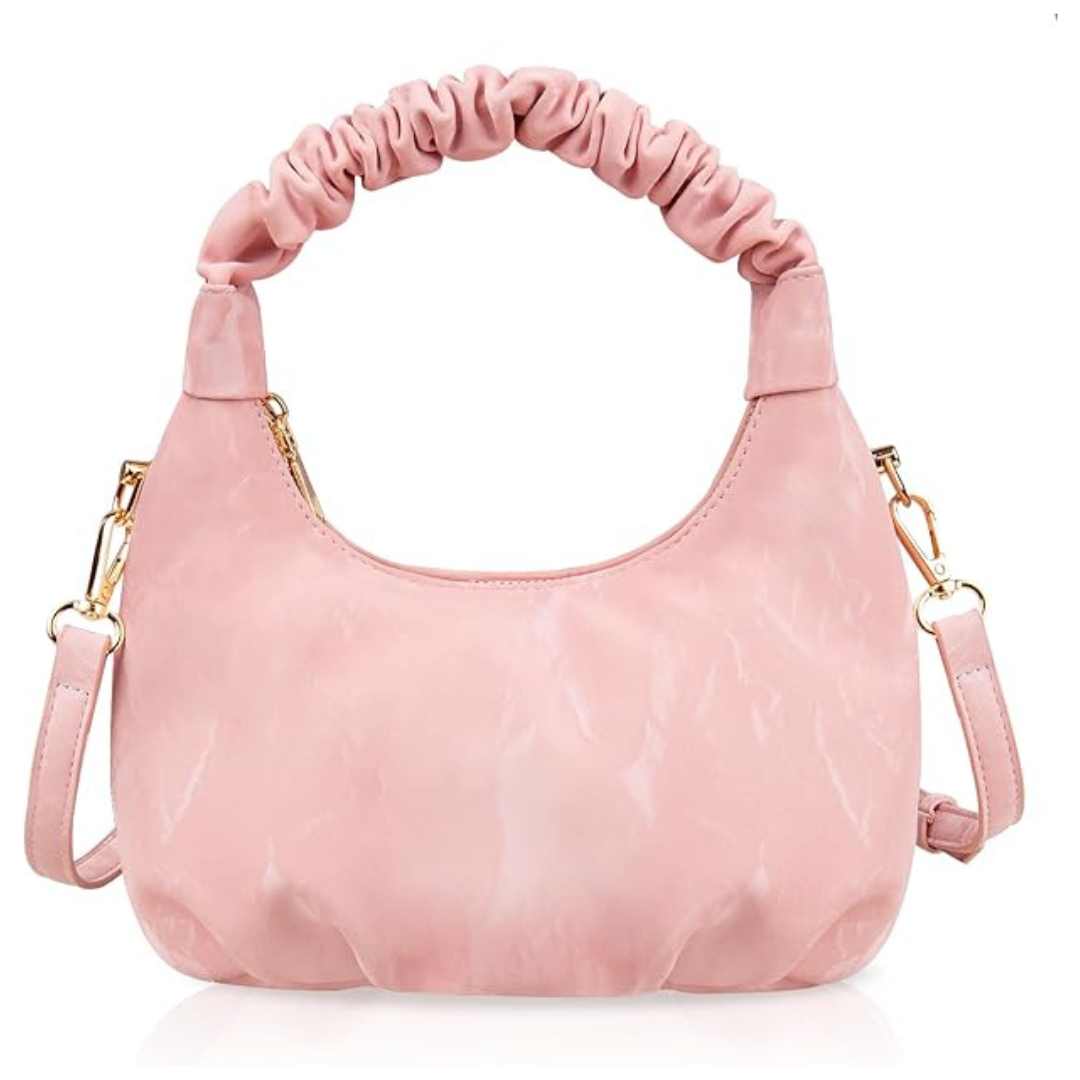 Women's PU Leather Ruched Shoulder Crossbody Bag