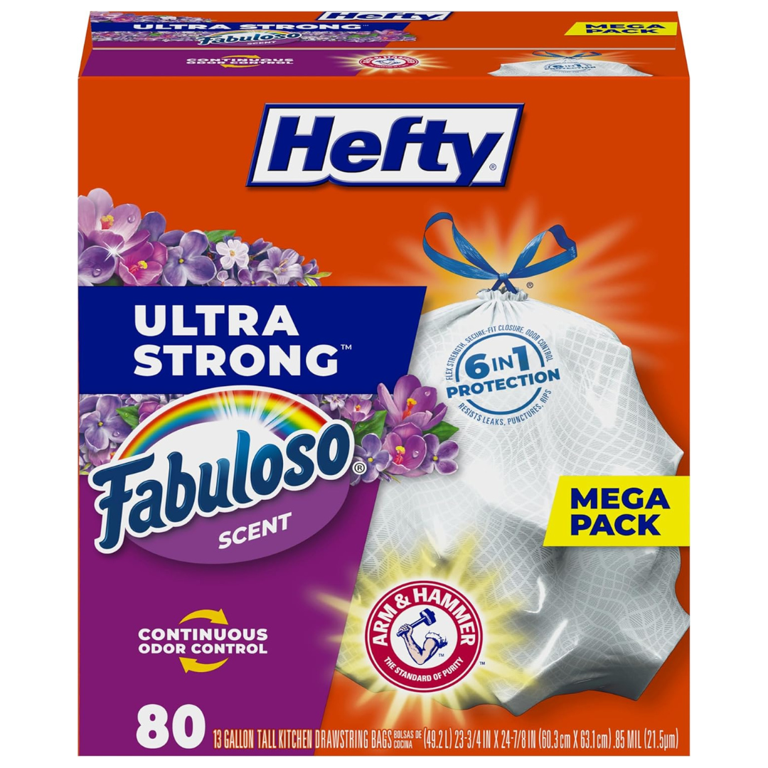 80-Count 13-Gallon Hefty Ultra Strong Tall Kitchen Trash Bags