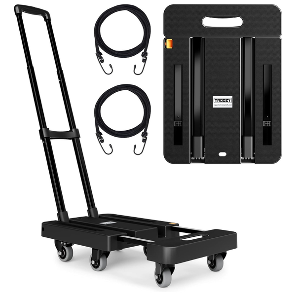 Troozy Heavy Duty Dolly Cart with 6 Wheels & 2 Elastic Ropes