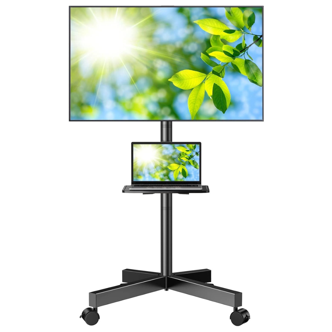 Perlesmith Mobile TV Stand for 23"-60" Screen TVs with Laptop Shelf