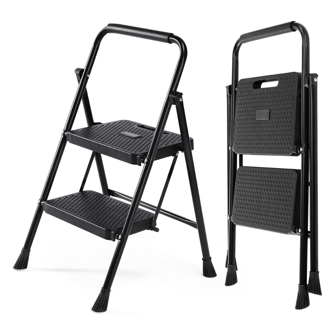 NEWBULIG Portable Foldable 2 Step Ladder with Safety Lock