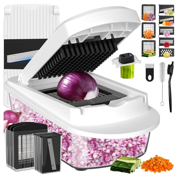 8 Blade All-In-1 Vegetable Chopper and Mandoline Slicer With Container
