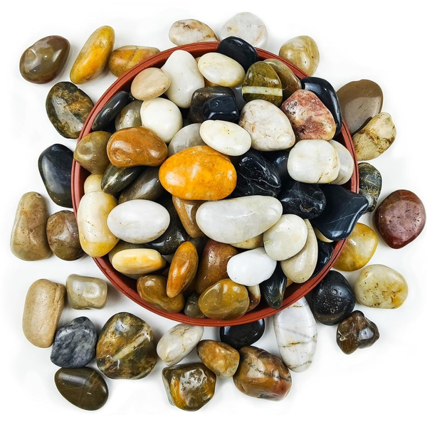 5 LB Natural Decorative Polished Mixed River Rocks