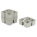 6-Pack ECR4Kids 4-Compartment Medium Caddy Storage Organizers (Grey)