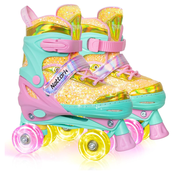 4 Sizes Adjustable Kids Roller Skates w/ Light up Wheels
