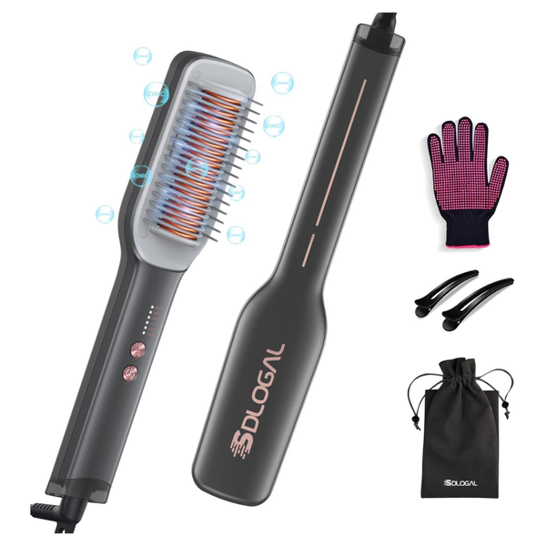 Hair Straightener Brush with Built In Comb Fast Heating