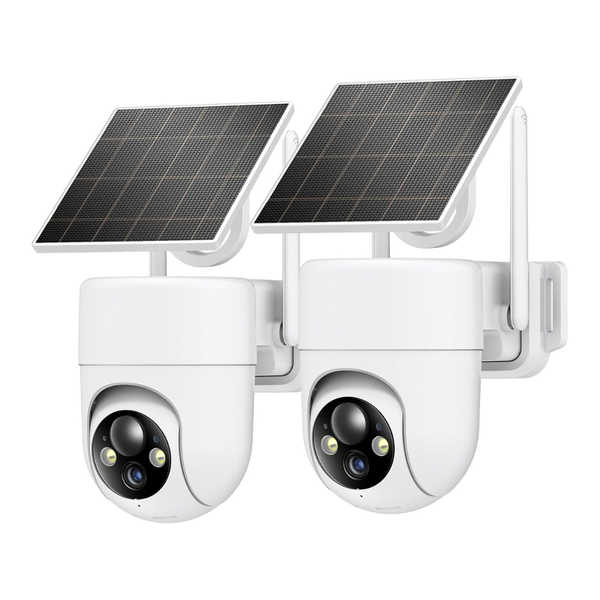 2-Pack 2K Wireless Solar Outdoor Security Cameras with 360 deg View