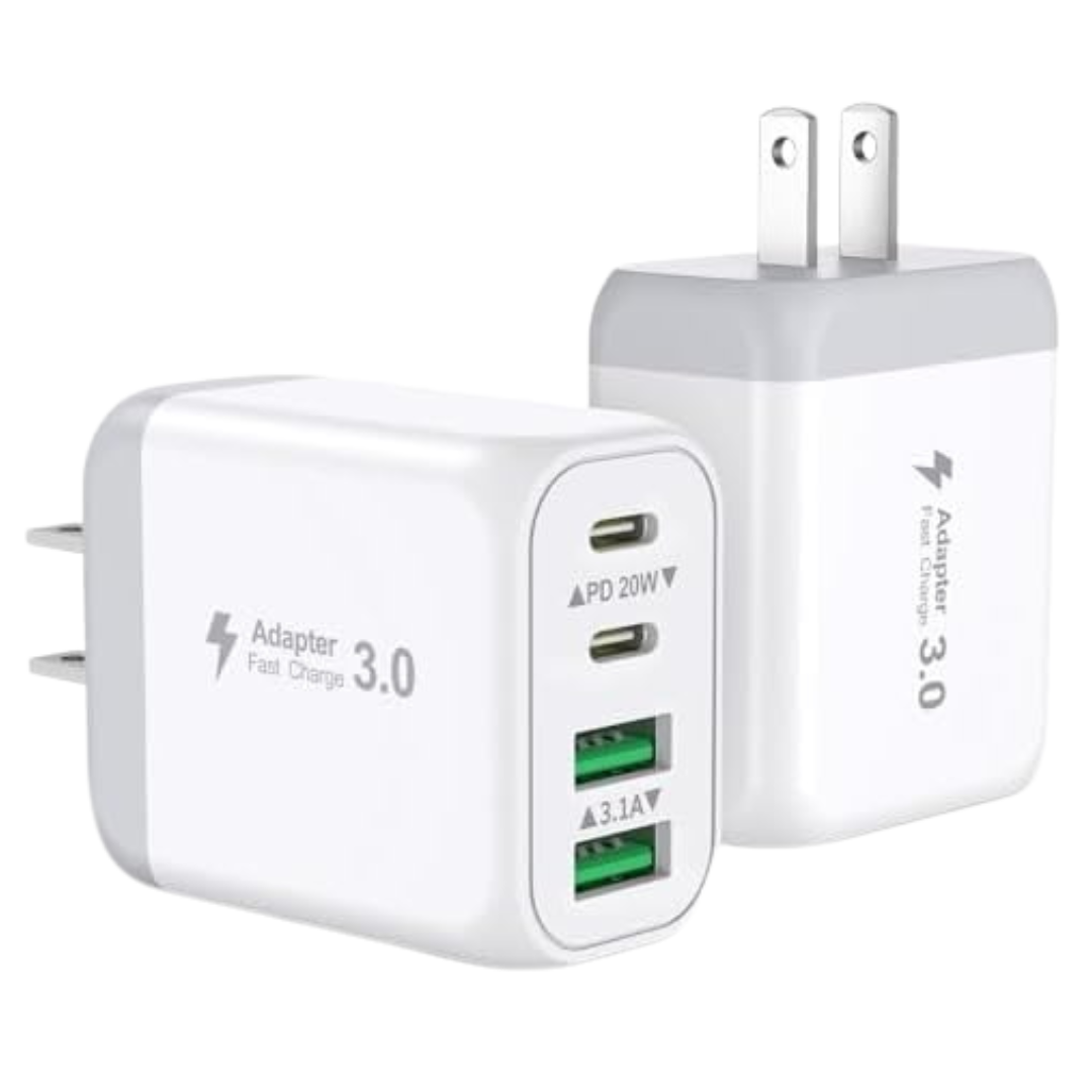 2-Pack 4-Port Fast Charging 40W USB C Charger Block
