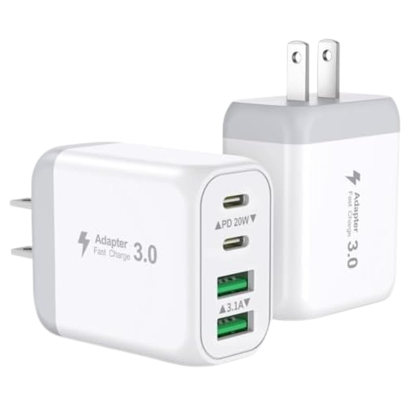 2-Pack 4-Port Fast Charging 40W USB C Charger Block