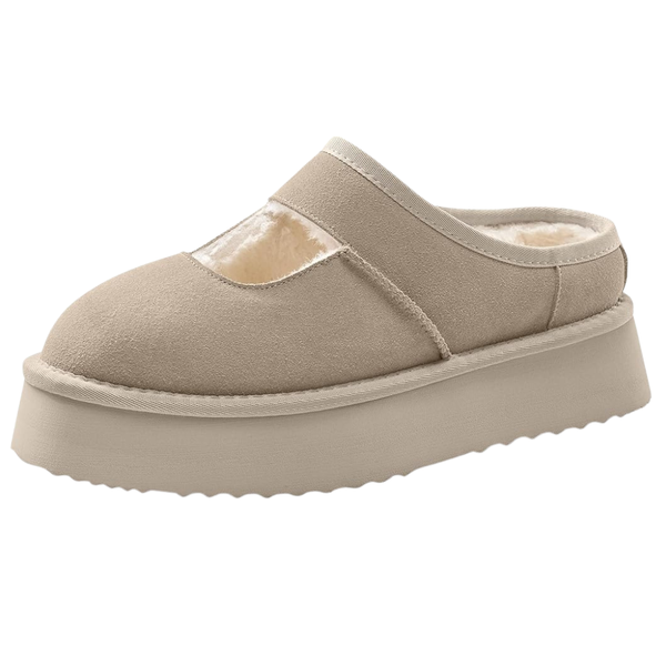 Women's Cozy Fur Lined Slip On Platform Slippers (4 Colors)