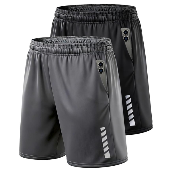 2-Pack Men's Athletic Shorts With Pockets And Elastic Waistband