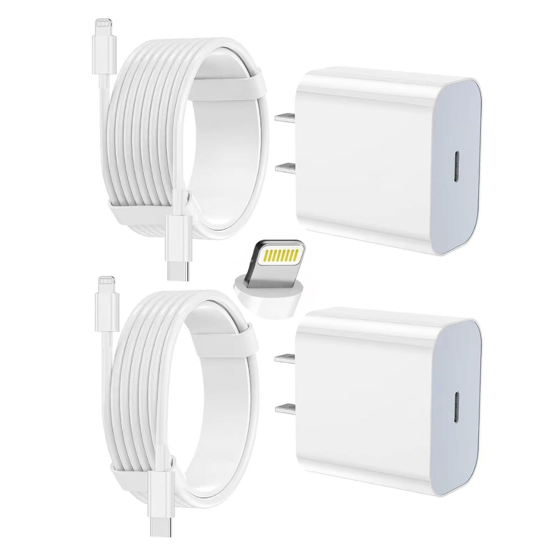 2-Pack 20W Wall Charger Adapter With 6 &10FT Cable