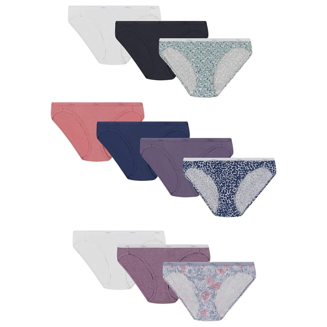 10-Pack Hanes Women's Classic Cotton Bikini Underwear (Various)