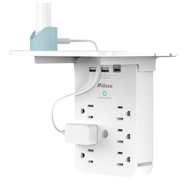 Mifaso 6 AC Outlets Multi Plug Outlet Surge Protector With Shelf