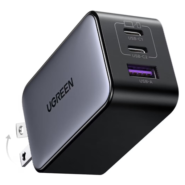 65W Ugreen Nexode GaN 3-Port USB-C & USB-A Foldable Charger
