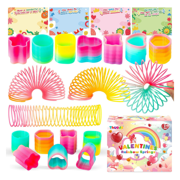 32-Pack Of Rainbow Coil Spring Toys