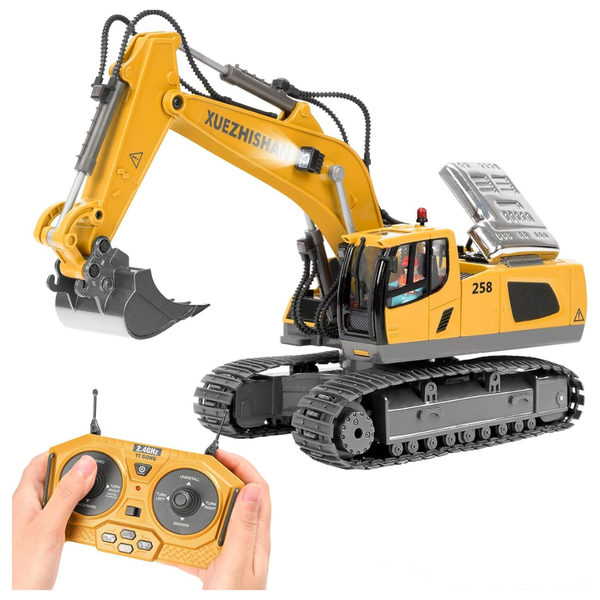 KidsFaves Remote Control Excavator Toy + KidsFaves Remote Control Dump Truck Toy