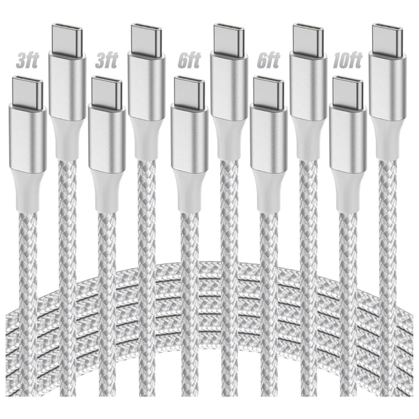 5-Pack USB-C To USB-C Nylon Braided Cables