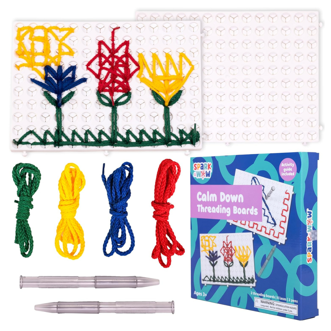 Set Of 2 Calm Down Threading Sensory Activity Boards