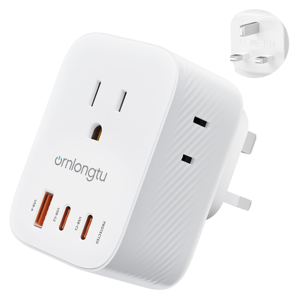 6-In-1 20W US To Europe Travel Plug Adapter W/ 3-USB Port