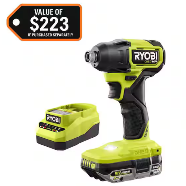 RYOBI ONE+ HP 18V Compact Impact Driver Kit w/18V 2.0 Ah Battery & Charger
