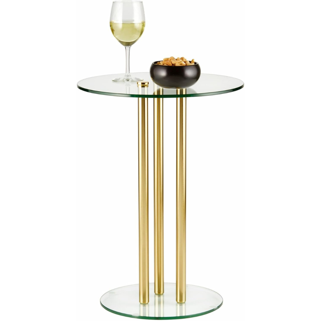 16" iDesign Milan Glass Steel Drink Table