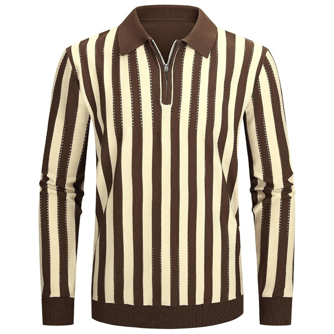 Alex Vando Men's Knit Long Sleeve Polo Shirts