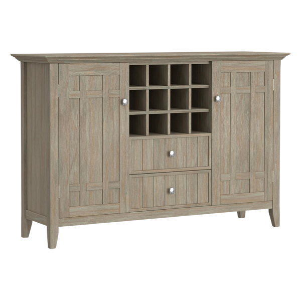 Bedford 54" Wide Solid Wood 3-Door Sideboard Buffet W/ Wine Rack