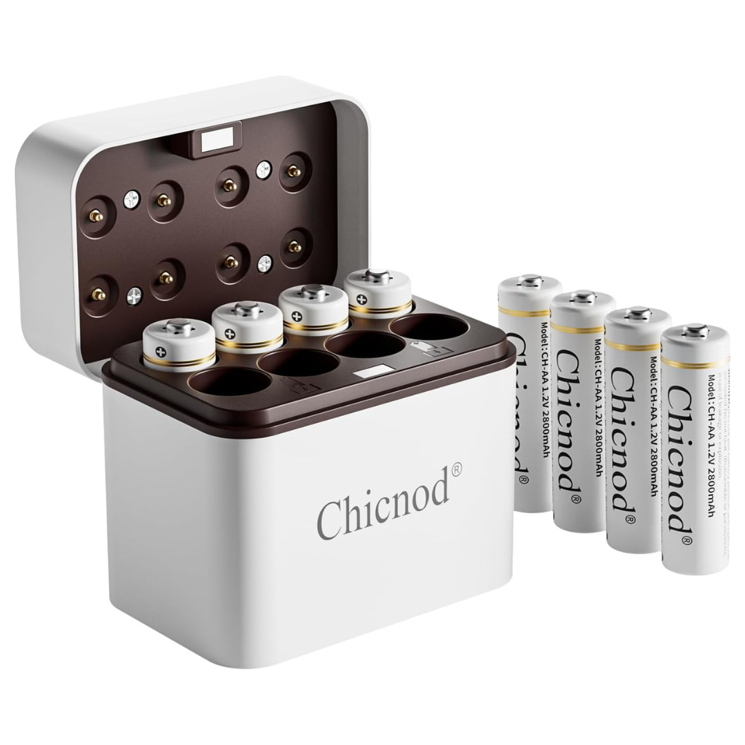 8-Pack Chicnod Type-C Smart Rechargeable AA Batteries With Charger
