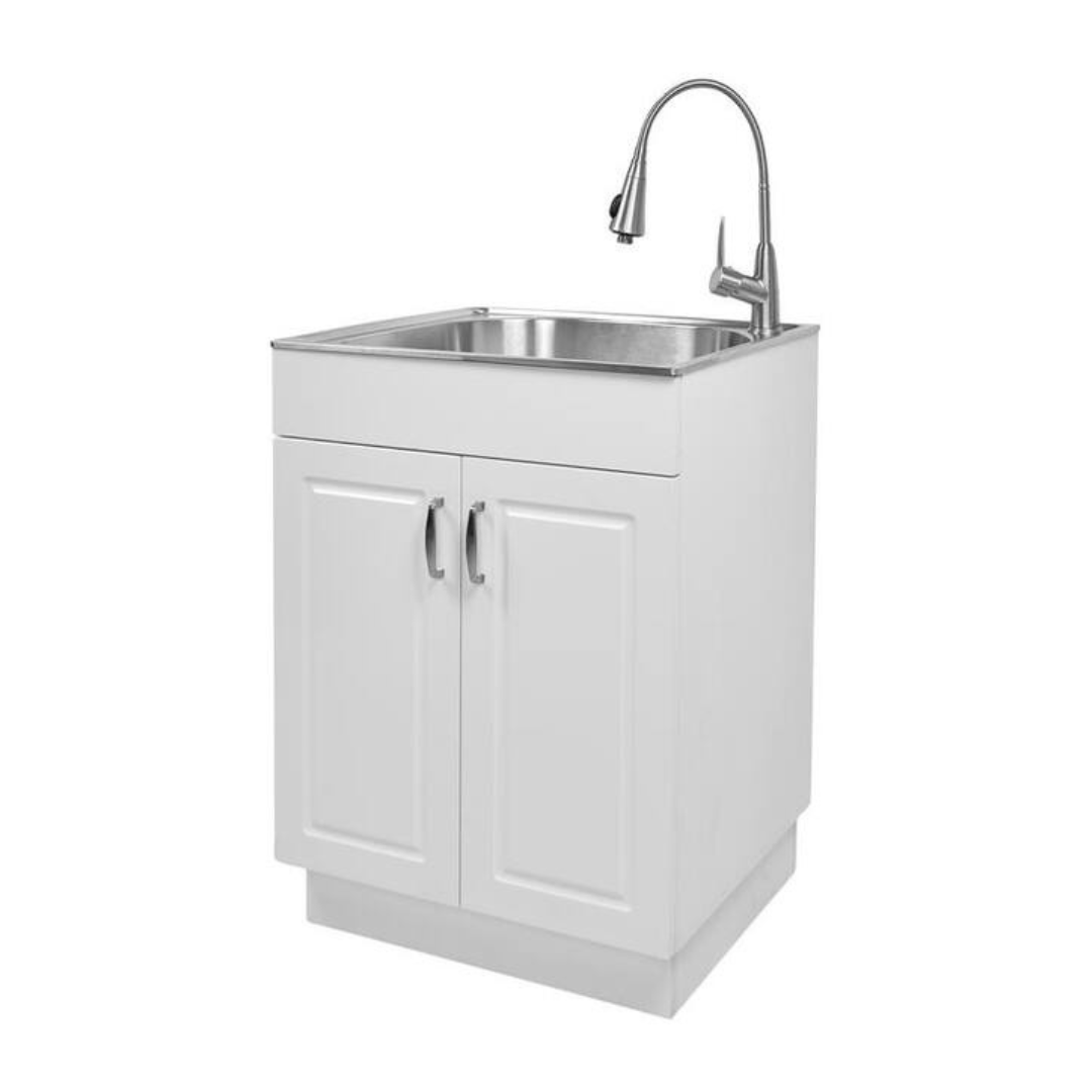 Stainless Steel Sink Cabinet With Faucet (24" W x 21" D x 34" L)
