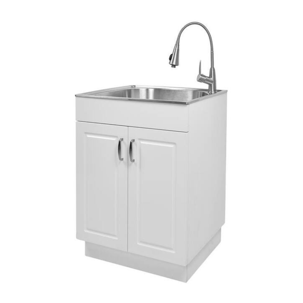 Stainless Steel Sink Cabinet With Faucet (24" W x 21" D x 34" L)