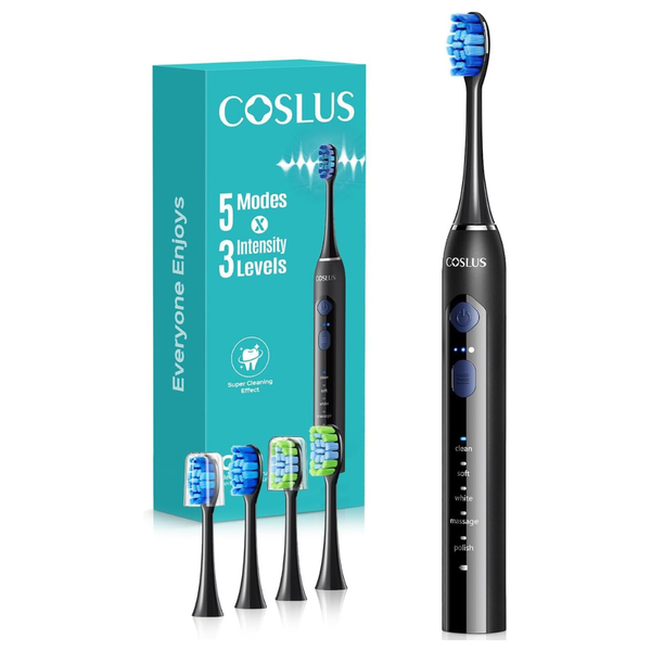 Sonic Electric Toothbrush W/ 2-Types Of 4-Brush Heads, 5-Modes