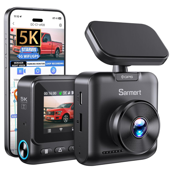 Sarmert C1 5K Front Dash Cam With GPS, 5G WiFi And HDR Night Vision