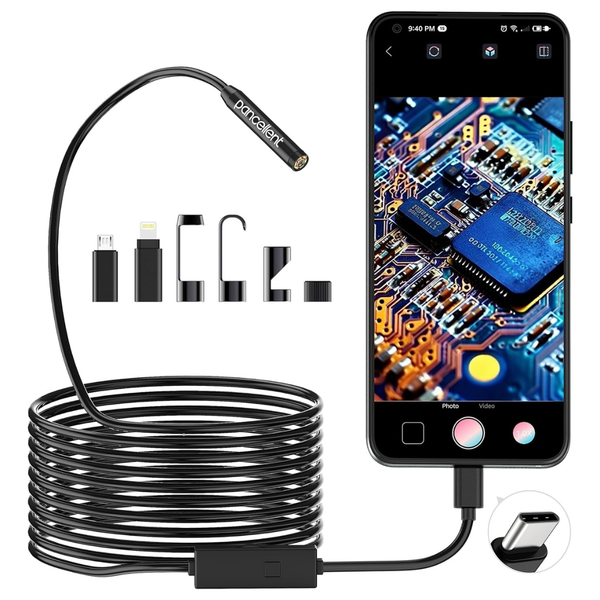 1920p Snake Inspection Borescope Camera W/ 8 LED Lights