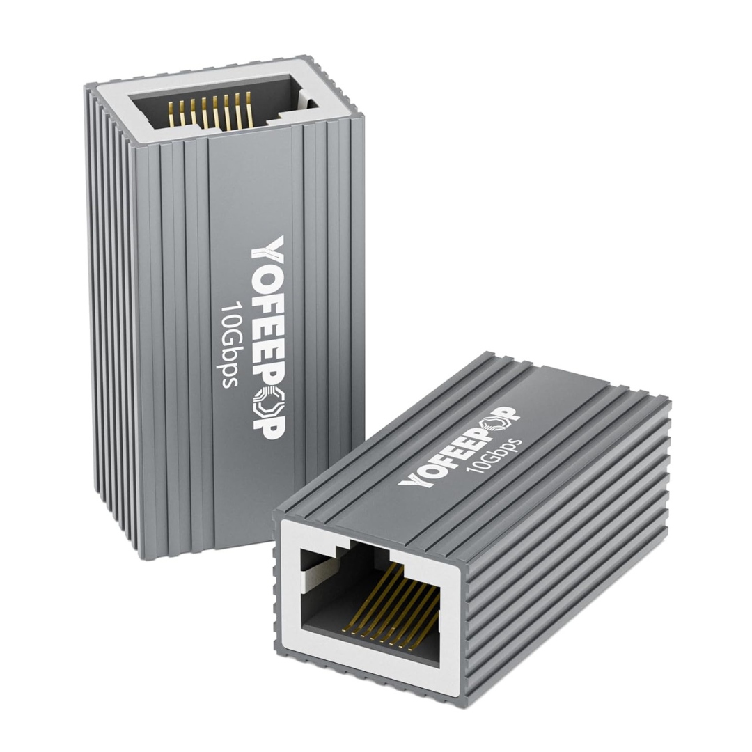 2-Pack RJ45 Ethernet Coupler 10Gbps Female To Female Adapter