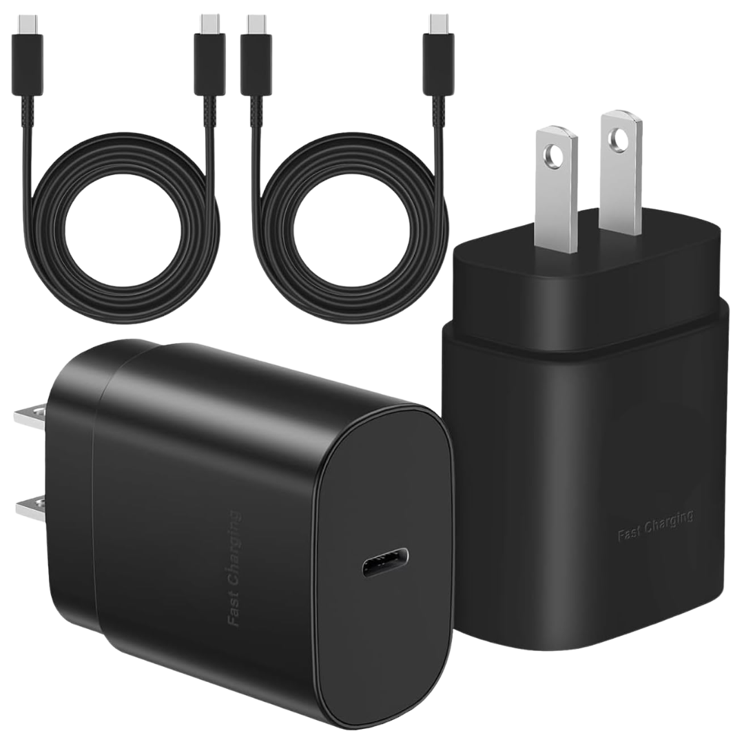 2-Pack 25W Type C Fast Charging Wall Charger With 4FT Cable