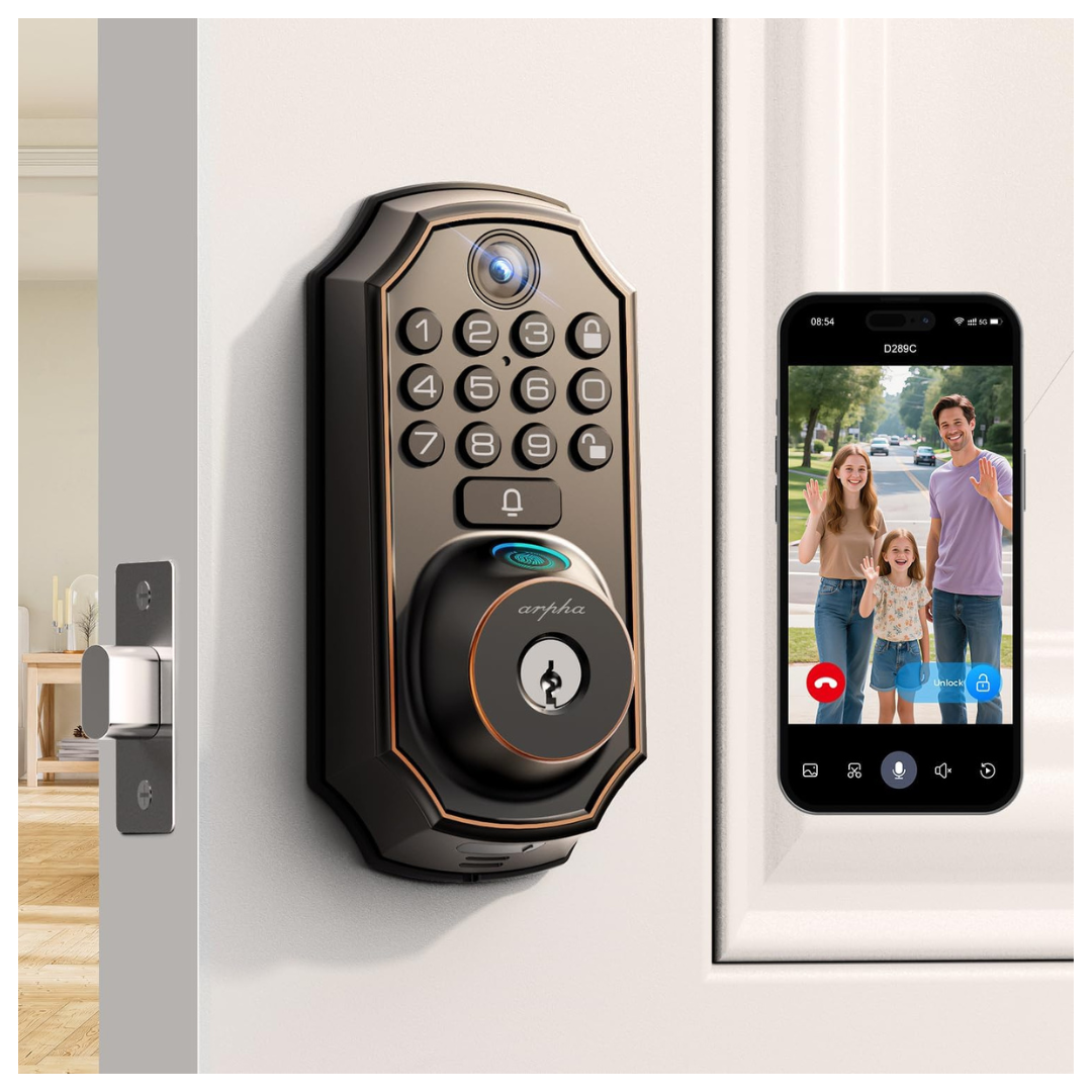 ARPHA WiFi Video Smart Lock + Deadbolt With Camera (Fingerprint + Keypad)