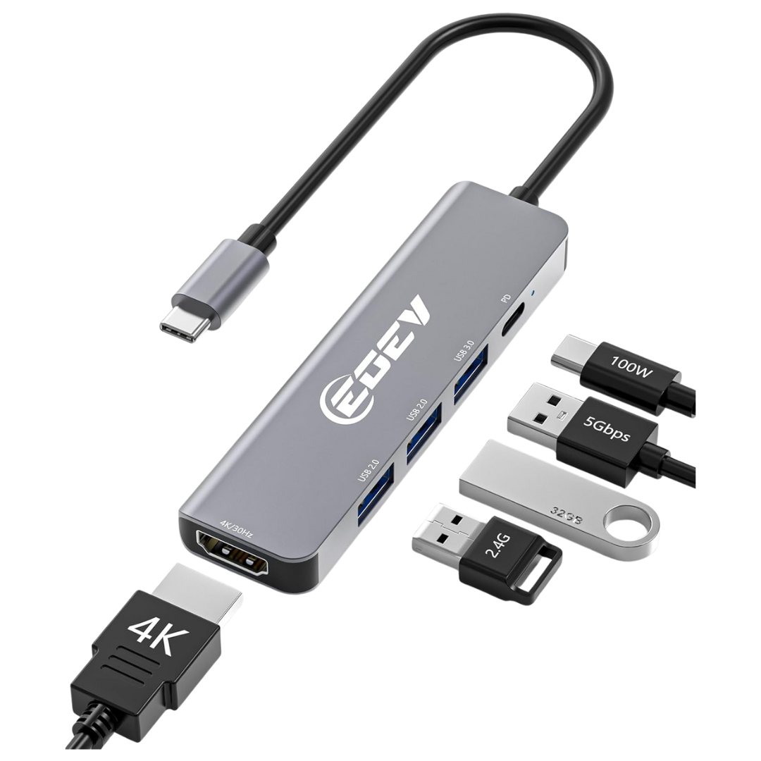 5-in-1 EOEV USB C Hub With HDMI 4K And 100W PD Charging