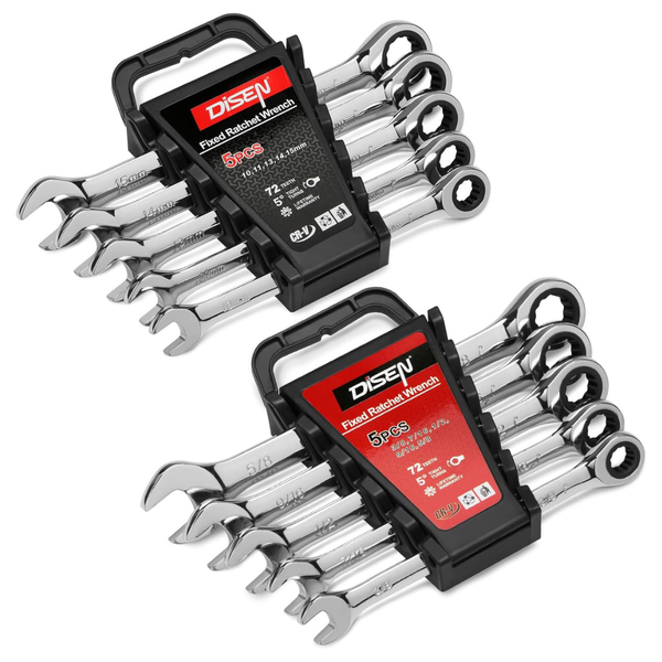 10-Piece DISEN Ratcheting Wrench Set SAE & Metric Ratchet Wrench Set