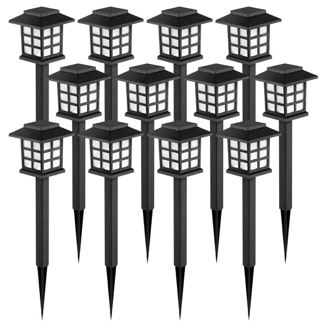12-Pack Waterproof LED Solar Walkway Lights