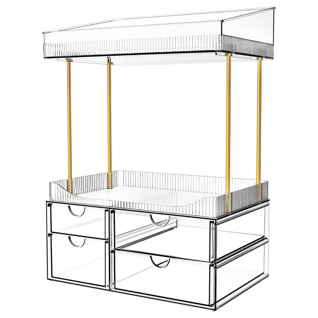 4 Drawer Makeup Organizer With Clear Pull Out Drawers