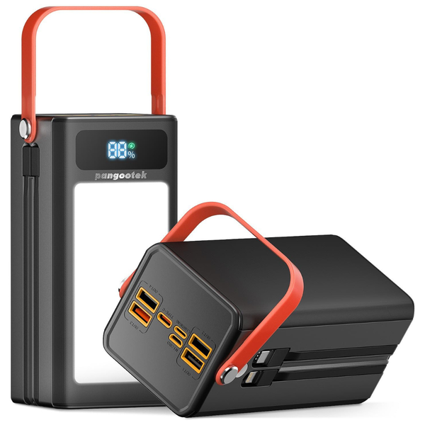 27000mAh 99Wh Portable Power Bank with Built-In Cables & Flashlight