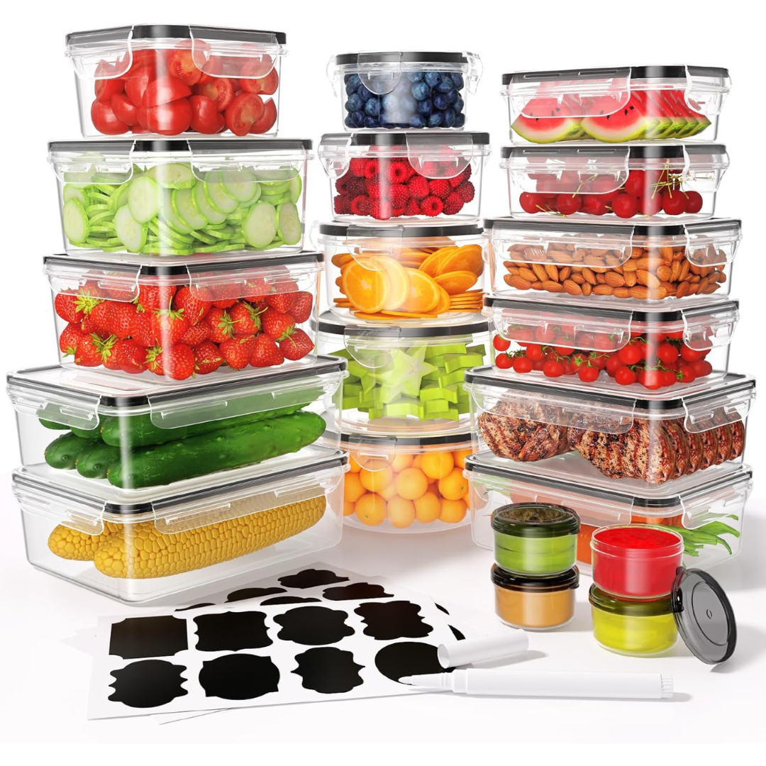 40-Piece Food Storage Containers with Lids (20 Containers & 20 Lids)