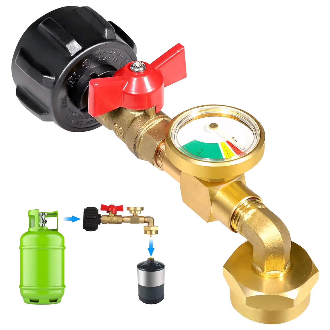 Fixdono Propane Refill Adapter with Valve & Gauge