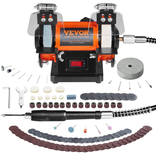100-Piece VEVOR 3590RPM Bench Buffer Polisher Kit