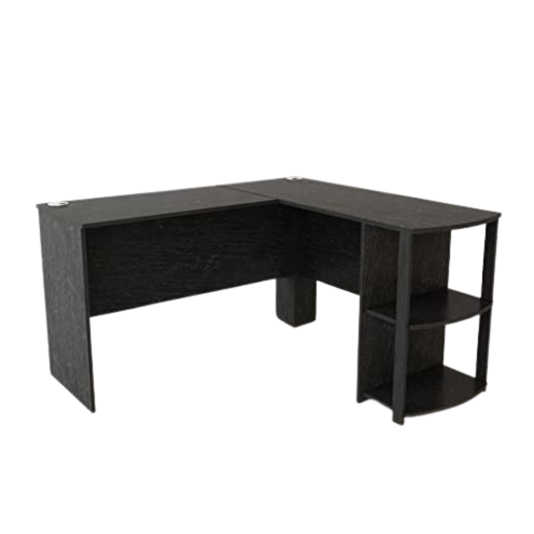 Ameriwood Dakota L-Desk With Bookshelves (Black Oak)